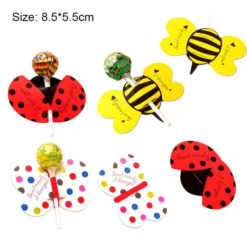 Insekten Motiv Lutscher Verpackungskarten mit Marienkäfer Schmetterling und Biene für Kindergeburtstage und Geschenke - Bild 3