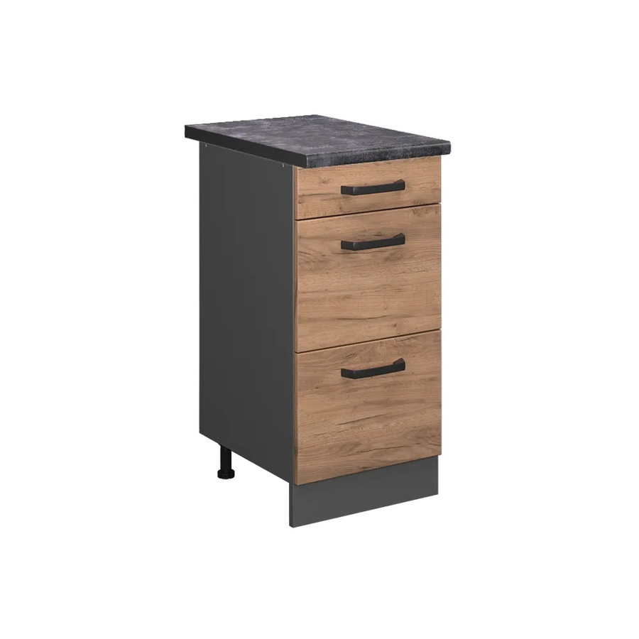 Vicco Küchenunterschrank R-Line Goldkraft Eiche Anthrazit mit Schubladen B: 40 cm, T: 60 cm, H: 81,6 cm - Bild 2