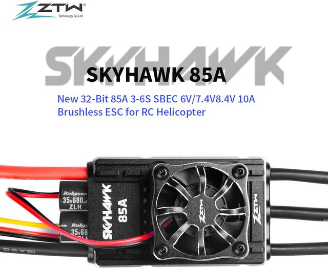 ZTW Skyhawk 85A ESC, bürstenlose Geschwindigkeitsregelung, Schwarz - Bild 1