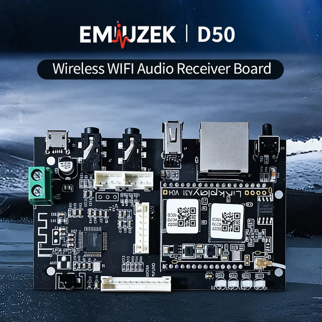EMIUZEK D50 Wireless Audio Receiver Board Bluetooth WiFi Stereo Musik Modul in Schwarz für dein DIY Multiroom Heimkinosystem - Bild 1