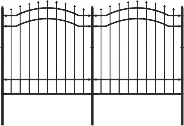 vidaXL Gartenzaun mit Speerspitze aus pulverbeschichtetem Stahl in Schwarz, H: 125 cm, B: 110 cm - Bild 1