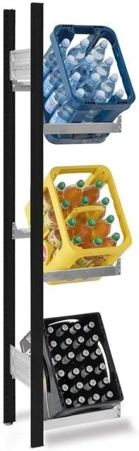PROREGAL Getränkekistenregal Stecksystem T-Profil in Anthrazit/Verzinkt, H x B x T: 175 x 50 x 30 cm, 3 Ebenen mit 100 kg Fachlast - Bild 1
