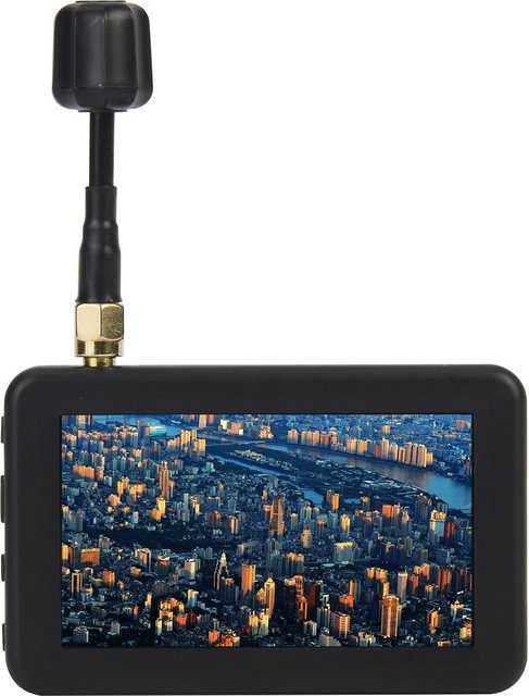 U-Angel-1988 FPV Monitor 3 Zoll LCD mit 480x320 Auflösung, 5,8G 40CH Auto Suche und eingebautem Akku in Schwarz für RC Multicopter und FPV Drohnen - Bild 1