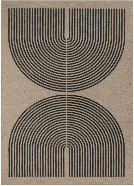 BC-Warm Home Teppich mit geometrischem Streifenmuster in Beige, moderner Flächenteppich aus Polyester für Wohnzimmer und Schlafzimmer, B/T: 60 x 40 cm - Bild 1