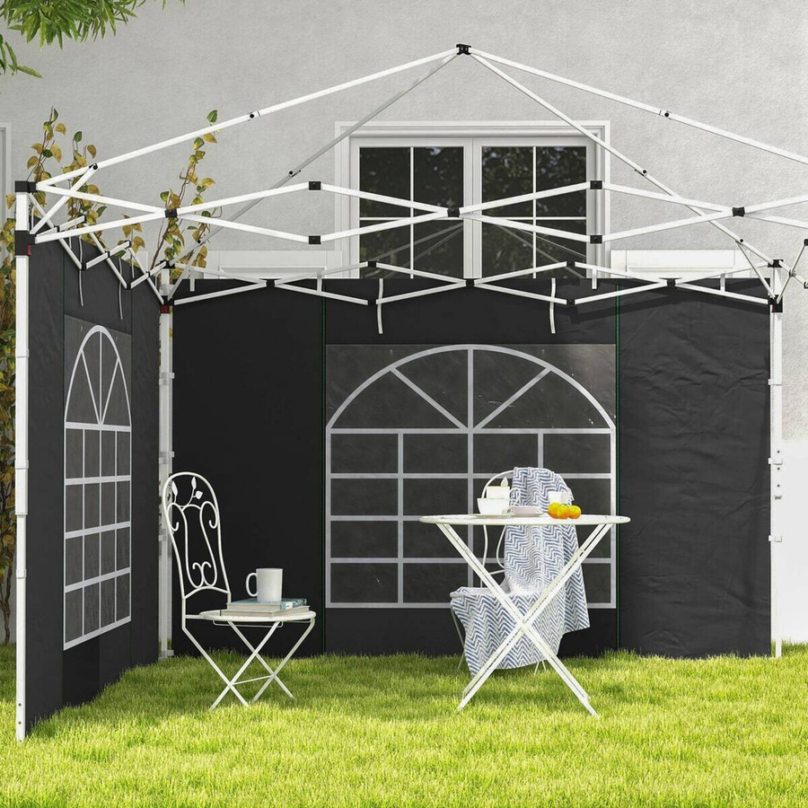 Outsunny Pavillon Seitenteile aus Polyester in Schwarz, B/H: 295 x 195 cm - Bild 4