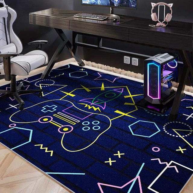 HGHT Spielzimmer Teppich mit Kinder-Motiv, blau, rutschfest und waschbar, B/T: 120 x 80 cm - Bild 1