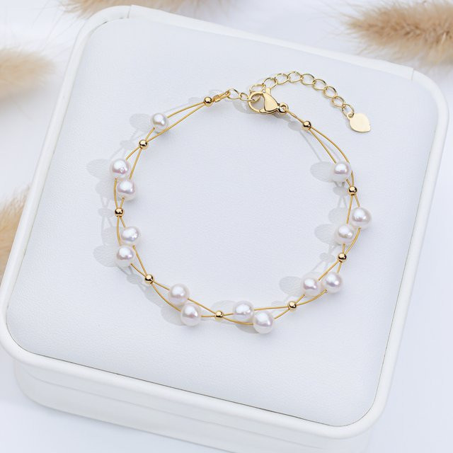 Lina Jw Damen-Armband, Süßwasserperlen, Gold, 16 + 4 cm - Bild 1