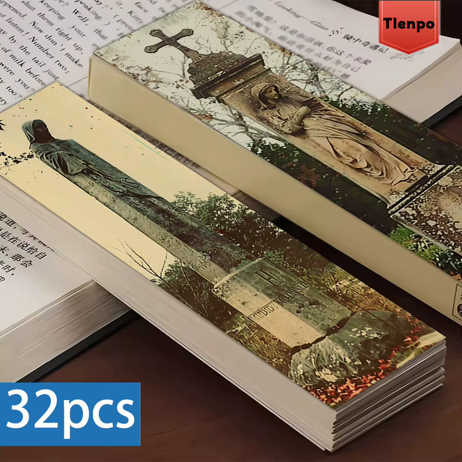 32 Stück Vintage-Lesezeichen im Grabstein-Design aus Papier für Leser und Buchliebhaber - Bild 3