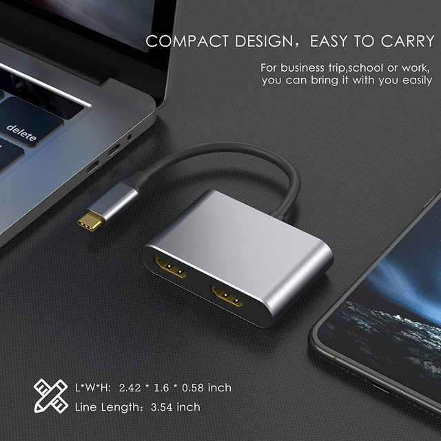 UGREEN USB-C-Hub mit Dual-HDMI-Splitter für 4K 60 Hz Dual-Screen-Erweiterung, Dockingstation in Silber - Bild 1