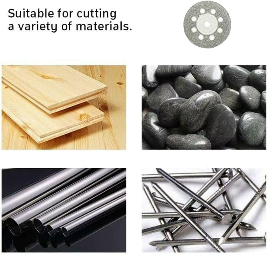 10 Stück Diamant-Trennscheiben mit 22 mm Durchmesser und Schleifscheibenwellen zum Schneiden von Metall, Kunststoff und Holz für elektrische Drehwerkzeuge - Bild 3