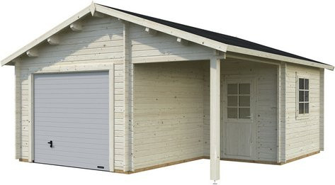 Palmako Holzgarage Roger aus Fichtenholz mit Sektionaltor und Satteldach in Beige, B: 510 cm, T: 550 cm, H: 321 cm - Bild 2