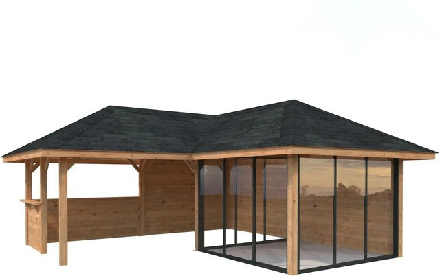 PALMAKO Pavillon Bianca Set 210 Slide aus Fichtenholz in Braun, B/T/H: 588 x 588 x 319 cm - Bild 2