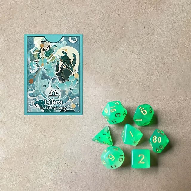SZ-Damai Spielkarten und Würfel-Set, Grün, Weiß, 8-teiliges Set - Bild 1