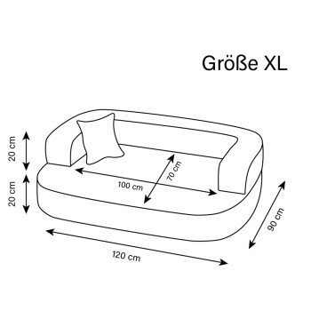 Tierlando SHARLEEN VISCO PLUS Orthopädisches Hundesofa aus Teddystoff in Grau mit abnehmbarem Bezug und rutschfester Unterseite, B/T/H: 120 x 90 x 40 cm - Bild 2