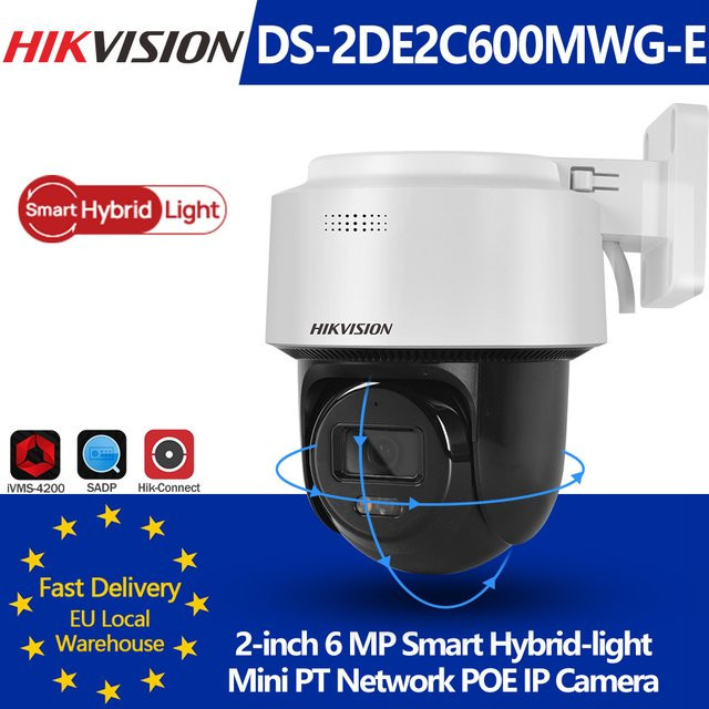 Hikvision DS-2DE2C600MWG-E 6MP Smart Hybrid-Light PT Outdoor IP-Kamera mit Menschenerkennung, Auto-Tracking Lite und 2-Wege-Audio in Weiß - Bild 1