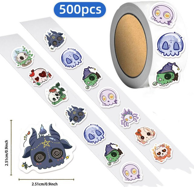 500 Stück PickJoy Halloween Skelett Aufkleber Set in Mehrfarbig für Notebook, Skateboard und Trinkflaschen - Bild 1