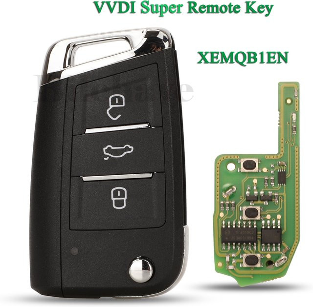 Xhorse VVDI Super Remote Key XEMQB1EN für VW MQB Typ, 3 Tasten, Schwarz, kompatibel mit VVDI2, VVDI MINI Key Tool und VVDI Key Tool Max - Bild 1