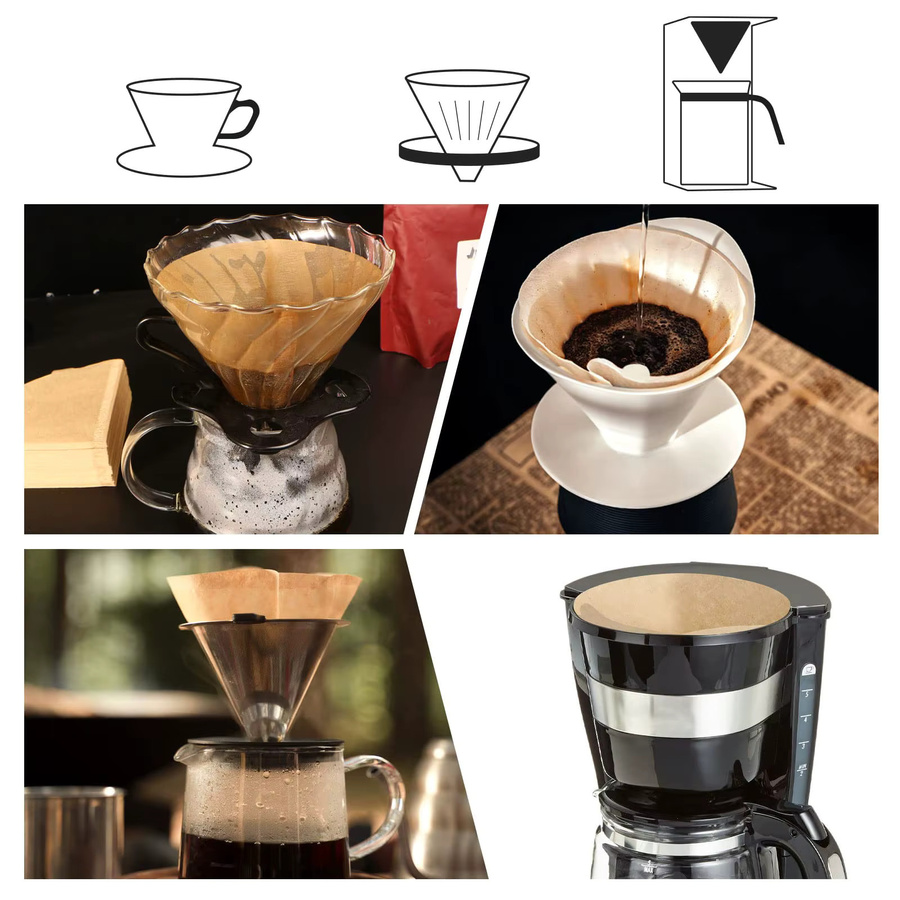 Leeseph Kaffeefilter 01 und 02 als Einwegfilter aus natürlichem Papier in Beige zum Übergießen und für Tropfkaffeemaschinen - Bild 3