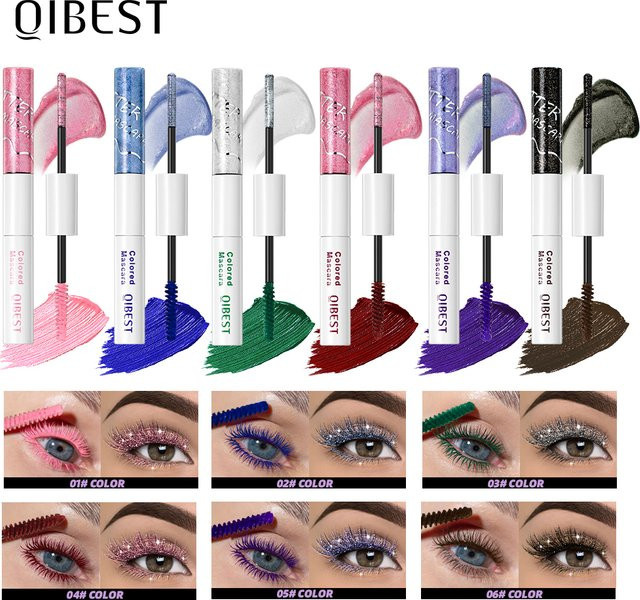 QIBEST Double Ended Diamond Glitter Mascara, Blau, Schimmernd, Unisex - Bild 1
