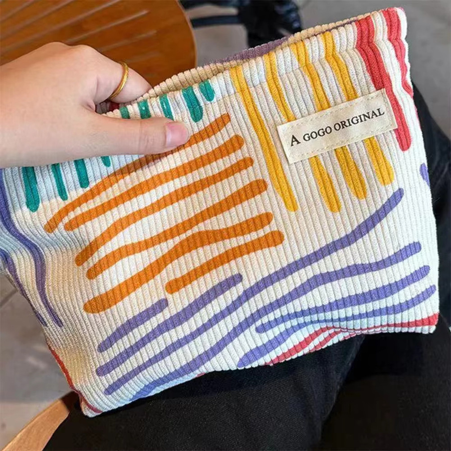 NANCY TINO Kosmetiktasche, Bunte Gestreifte Cord, Reise-Make-up-Aufbewahrungstasche - Bild 3