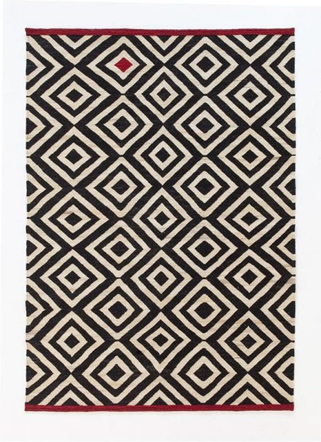Nanimarquina Melange Pattern 1 Teppich aus Wolle in Schwarz Weiß Multicolour mit geometrischem Design und Flachgewebe - Bild 1
