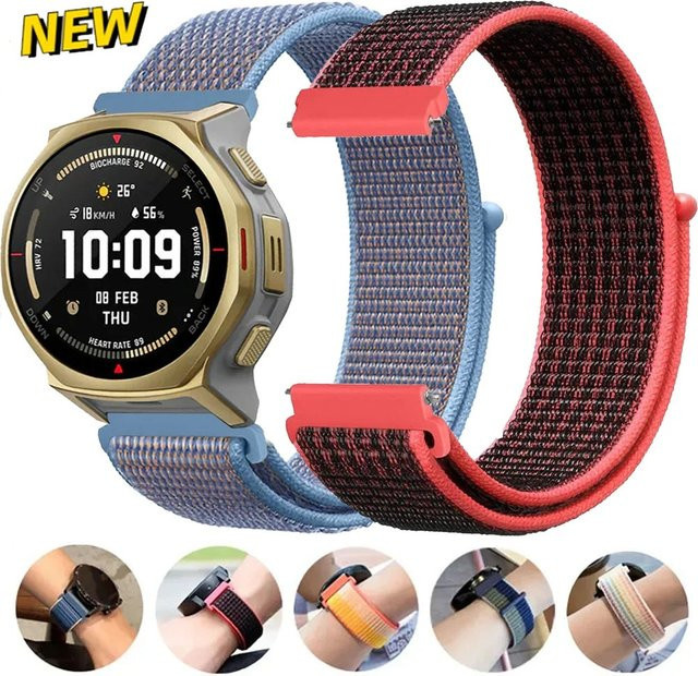 Sportarmband Nylon, 22mm 20mm, Amazfit T-Rex3 Pro, Helio, Balance, Bip, Active, Unisex - Bild 1