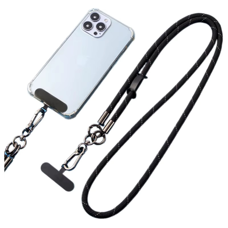 DOLANBIA Handy-Umhängeband aus Nylon in Schwarz, verstellbares Telefon-Lanyard für Sport und Reisen, Länge: 120–150 cm - Bild 4