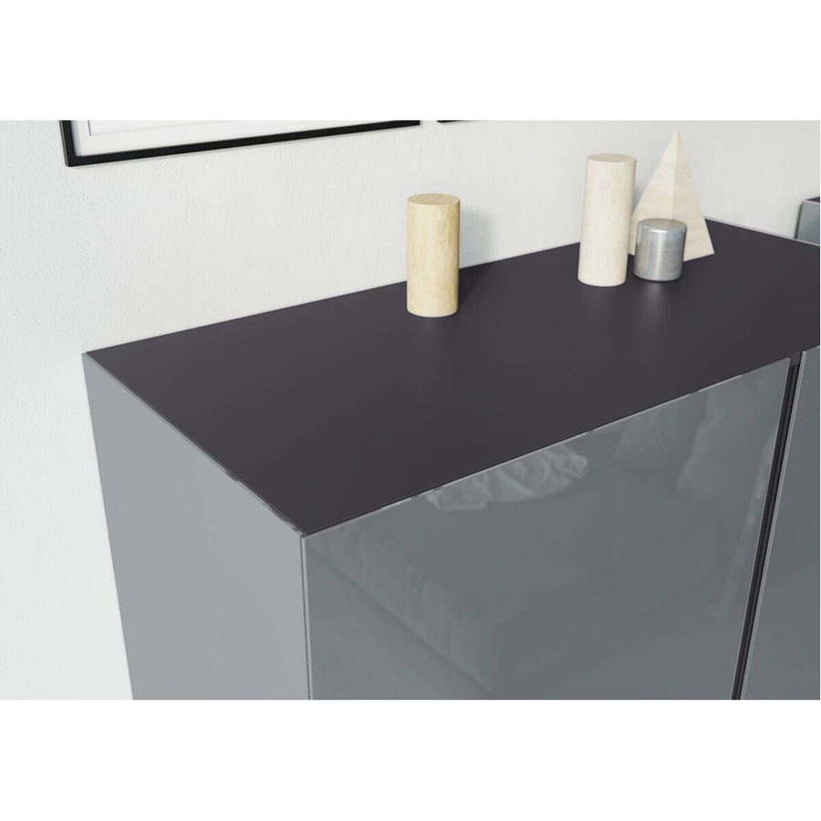 Germania Kommode Mesa in Graphit und Silbergrau Hochglanz, B/H/T: 94 x 103 x 43 cm - Bild 2
