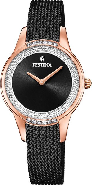 Festina Mademoiselle Armbanduhr, Quarz, Edelstahl, Schwarz, 30 mm, Damen - Bild 1