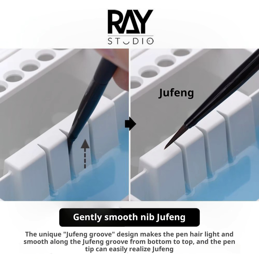 RAY Studio 2-in-1 Reinigungstopf mit zwei Fächern und saugfähigem Pad in Weiß für Gundam DIY-Modellierungsbürsten (Halter und Reiniger) - Bild 4