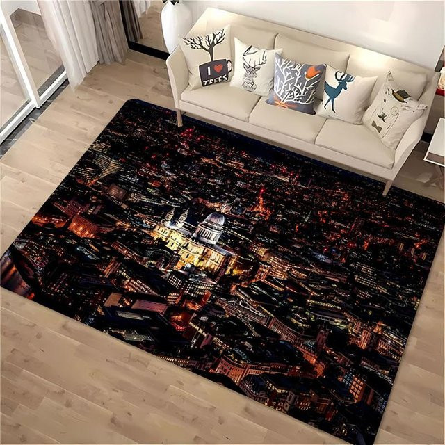 HGHT Teppich mit London Landschaftsmotiv, rutschfest und waschbar, Mehrfarbig, B/T: 60 x 40 cm - Bild 1