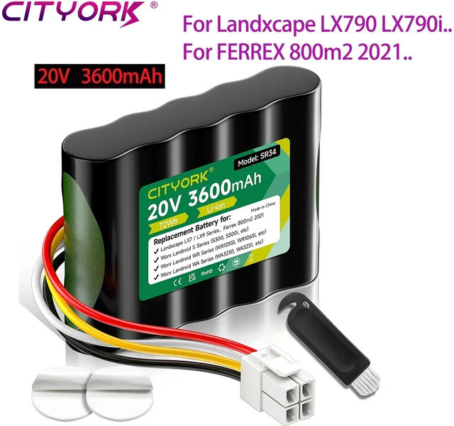 Ferrex Ersatzakku 20V 3600mAh Schwarz für Landxcape LX790 LX790i LX792 LX795 LX796 LX797 Rasenmäher 800m2 2021 - Bild 1