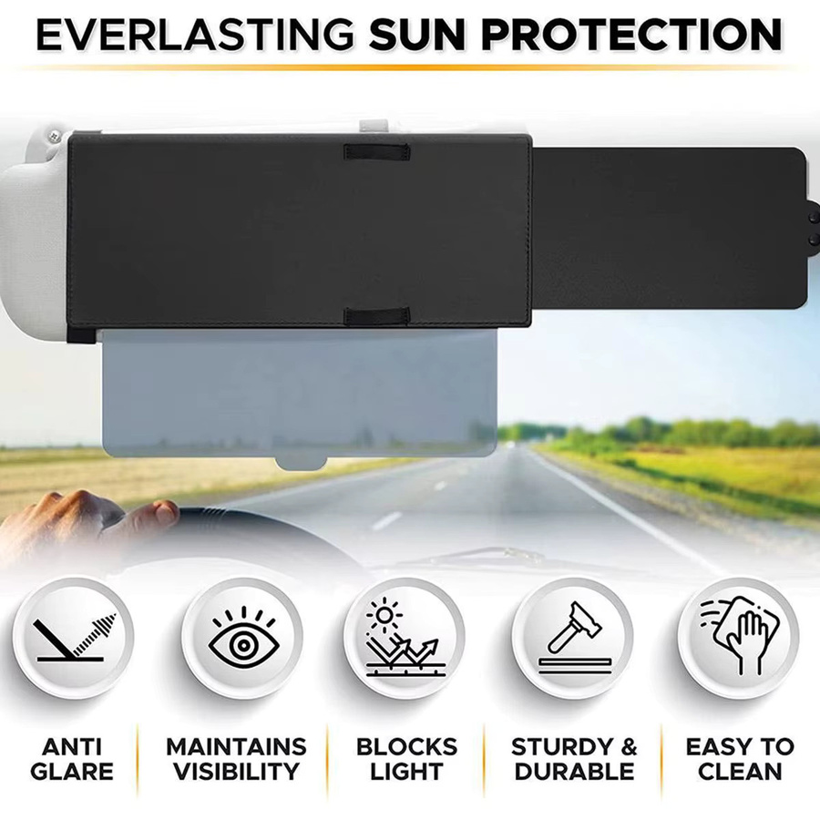 Everso Auto Visier Extender Anti-Glare, verstellbare Sonnenblende Verlängerung für das Auto, Schwarz - Bild 4
