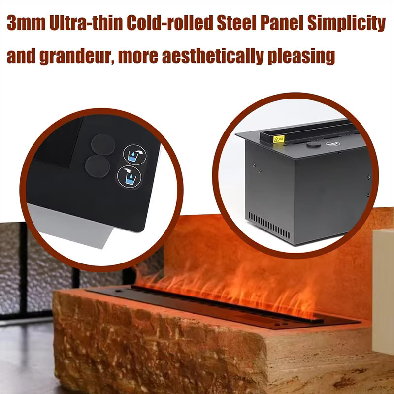 WOFAID Smart Home 3D-Elektrokamin mit Wasserdampf-Luftbefeuchter, LED-Dekorflamme und Knister-Soundeffekt aus Metall - Bild 3
