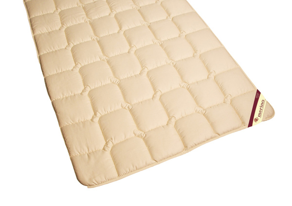 Engadin Merino Schafschurwolle Wollunterbett Matratzenauflage aus Wolle und Baumwolle, B/T: 100 x 200 cm, Beige/Weiß
