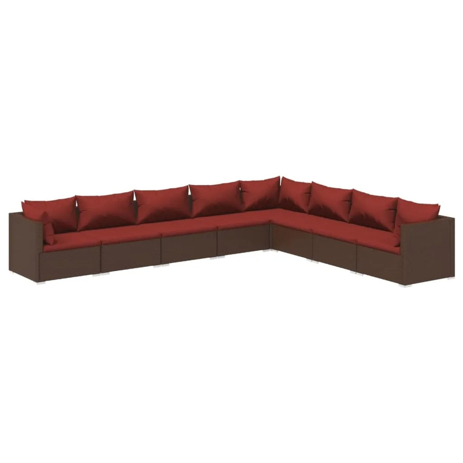 vidaXL 8-tlg. Garten-Lounge-Set in L-Form aus Poly Rattan und Metall in Braun mit Kissen und abnehmbaren Bezügen - Bild 2