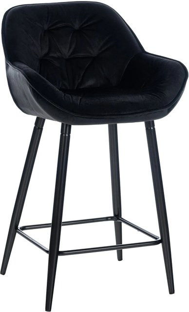 DELUKE Barhocker KUTOR Barstuhl aus Samt in Schwarz mit Lehne, B/T/H: 54 x 57,5 x 93,5 cm - Bild 1