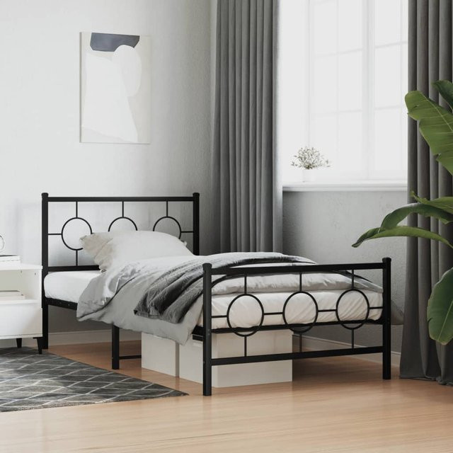 vidaXL Bettgestell aus Metall mit Kopf- und Fußteil in Schwarz, B/T/H: 100 x 190 x 91 cm - Bild 2