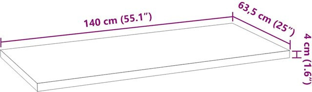 Küchenarbeitsplatte aus Massivholz von Yiwydaa in Braun, B/T/H: 140 x 63,5 x 4 cm - Bild 1