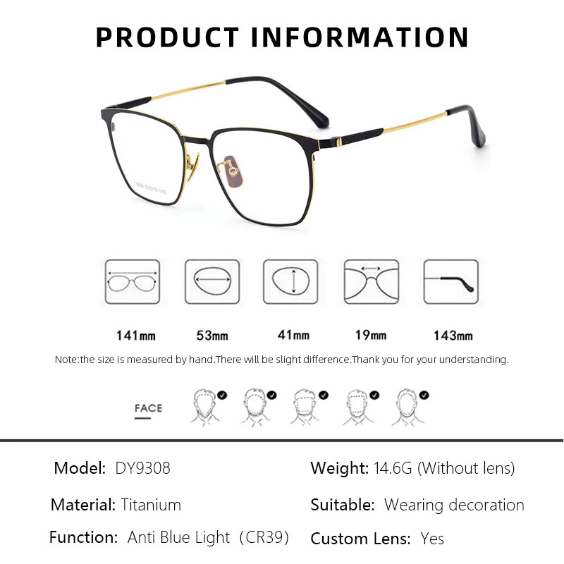 BLMUSA Lesebrille, Titan, Vollrand, Square, Schwarz, Herren - Bild 4