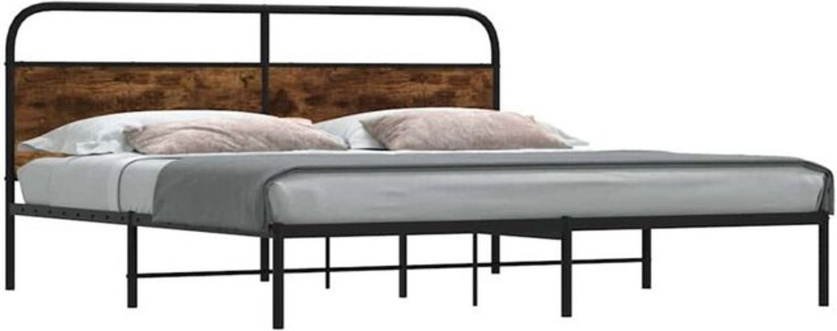 Metallbett Vidaxl in Räuchereiche Braun im Industrial Design ohne Matratze B/T: 200 x 200 cm - Bild 1