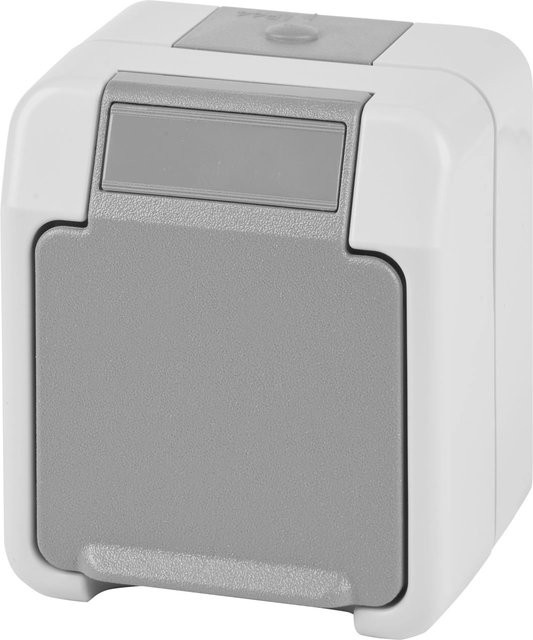 Merten AQUASTAR Schutzkontakt-Steckdose aus Kunststoff in Grau oder Weiß - Bild 1