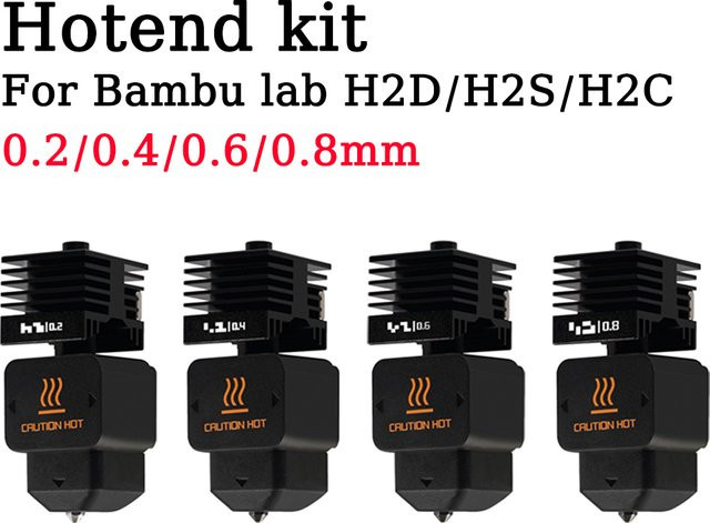 Bambu Lab Standard-Hotend für H2D/H2S/H2C mit gehärteter Stahldüse in 0,2/0,4/0,6/0,8 mm für Bambulab H2D-Kits - Bild 1