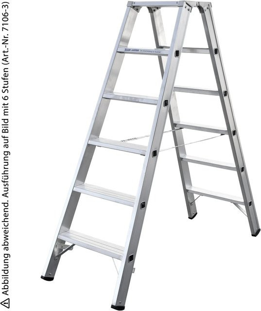 Iller Stufenstehleiter aus Aluminium mit 8 Stufen in Silber, Höhe: 250 cm - Bild 1