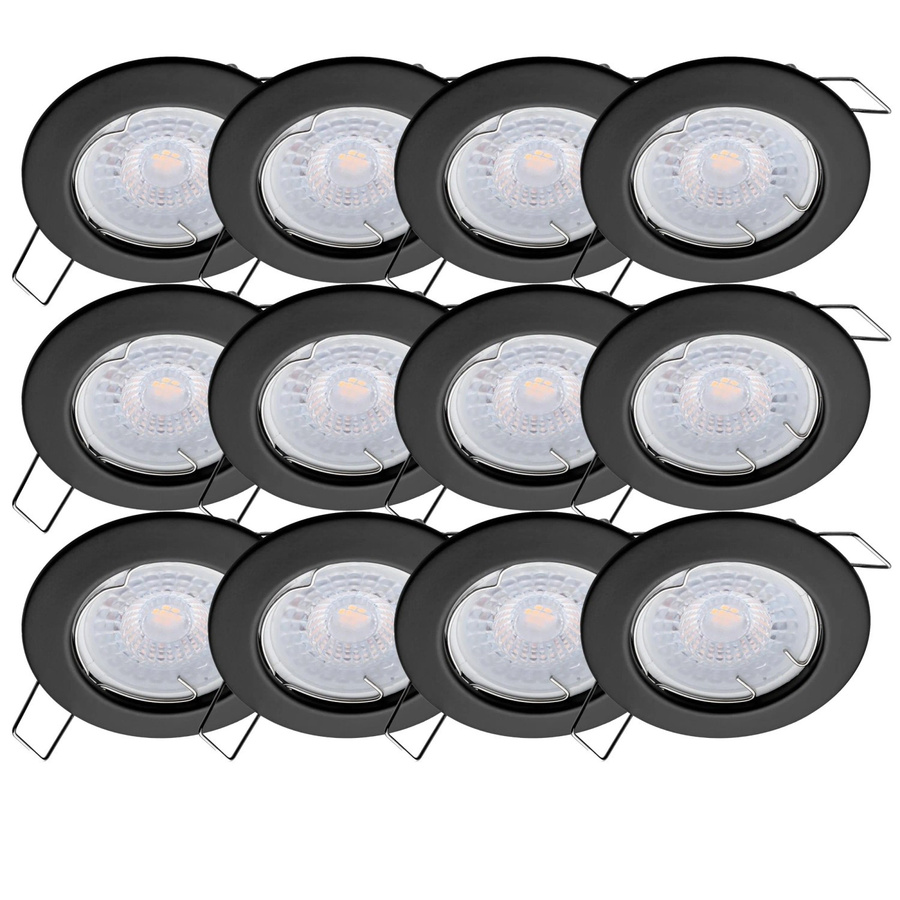 Oktaplex Sedan 12er Set Einbaustrahler Schwarz mit LED-Modulen Warmweiß 3000K 1,9W 345lm Rund Deckenstrahler - Bild 2