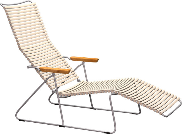 HOUE Click Sunlounger Liegestuhl in Beige mit Armlehnen aus Bambus und Stahl - Bild 1