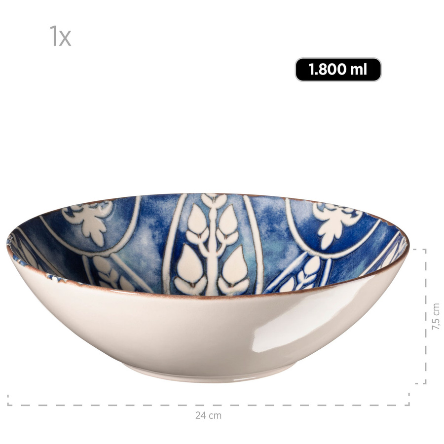 Mäser Salat-Set Iberico Blue, 5-teiliges Salatschüssel-Set aus Keramik in Blau und Weiß - Bild 2