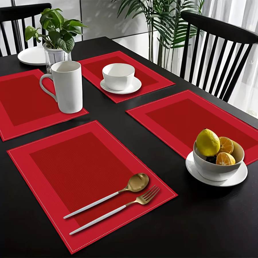 VIKAMA Tischsets mit rotem geometrischem Design für Küche und Restaurant, 4 oder 6 Stück - Bild 2