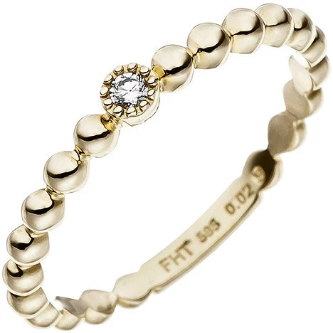 Colfem Ring 585 Gelbgold, Kugel, Diamant, Brillant, Damen, Ringgröße 54 - Bild 1