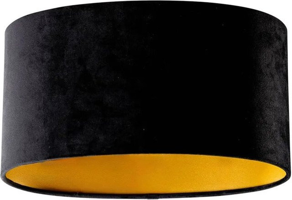 QAZQA Samtlampenschirm Schwarz Oval mit Gold/Messing Details für E27